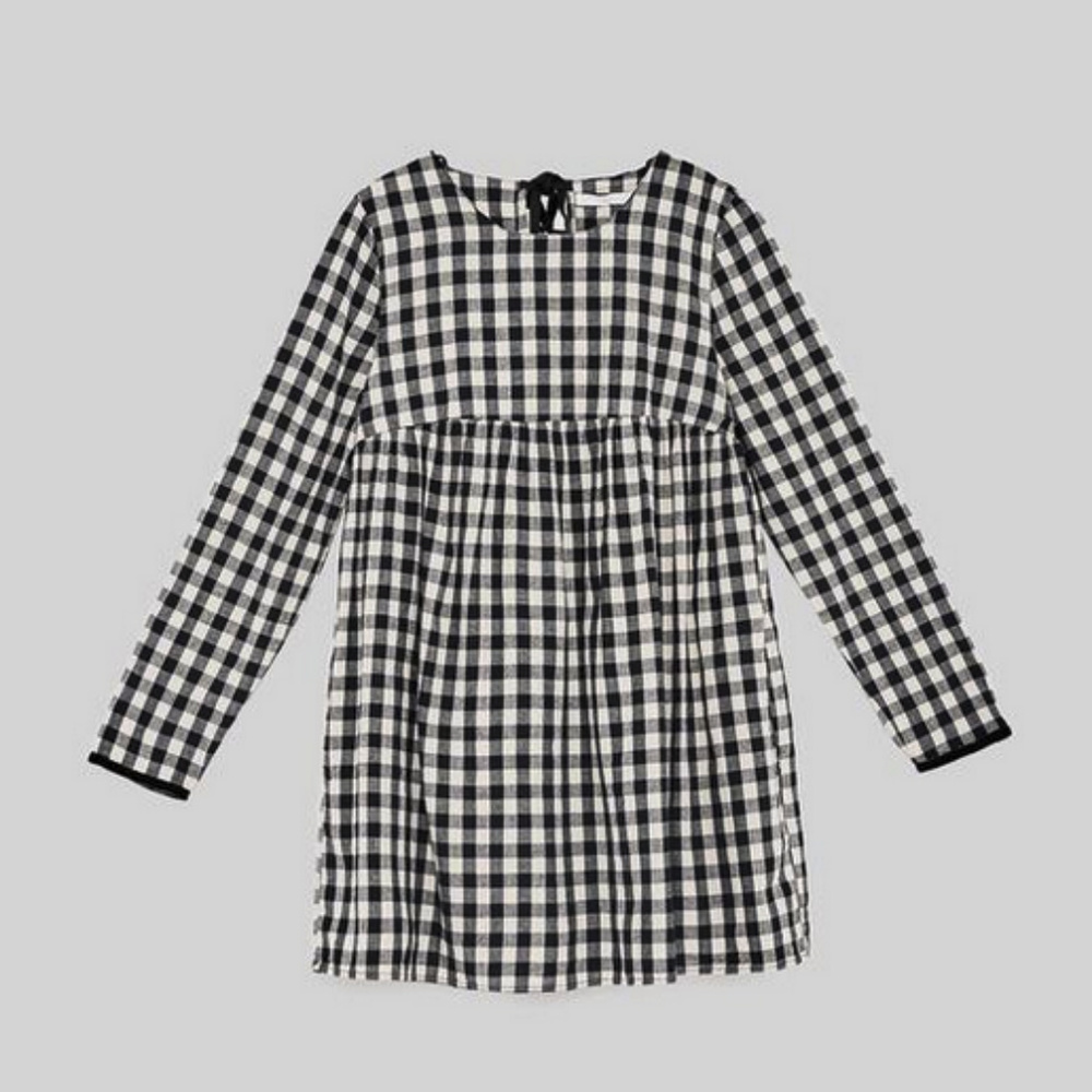 Zara Black White Gingham Dress size S